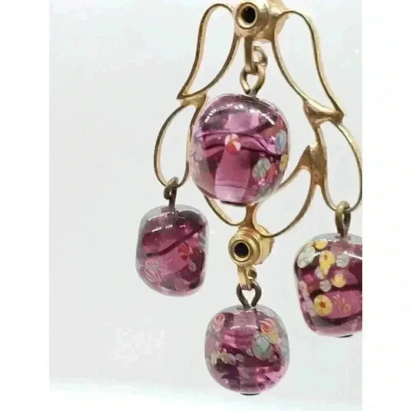 Vintage MCM Japanese Tombo Millefiori Art Glass Bead Necklace 14k Gold Plate - Picture 3 of 10